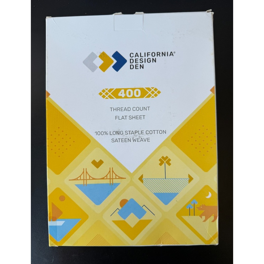 NEW‎ California Den Design Queen Flat Sheet BRIGHT WHITE 400 Thread Sateen Weave